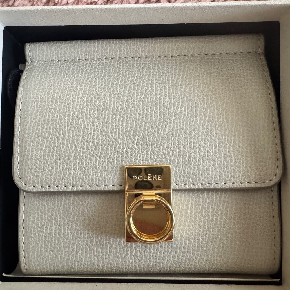 Polene Cream Wallet with Gold Accent